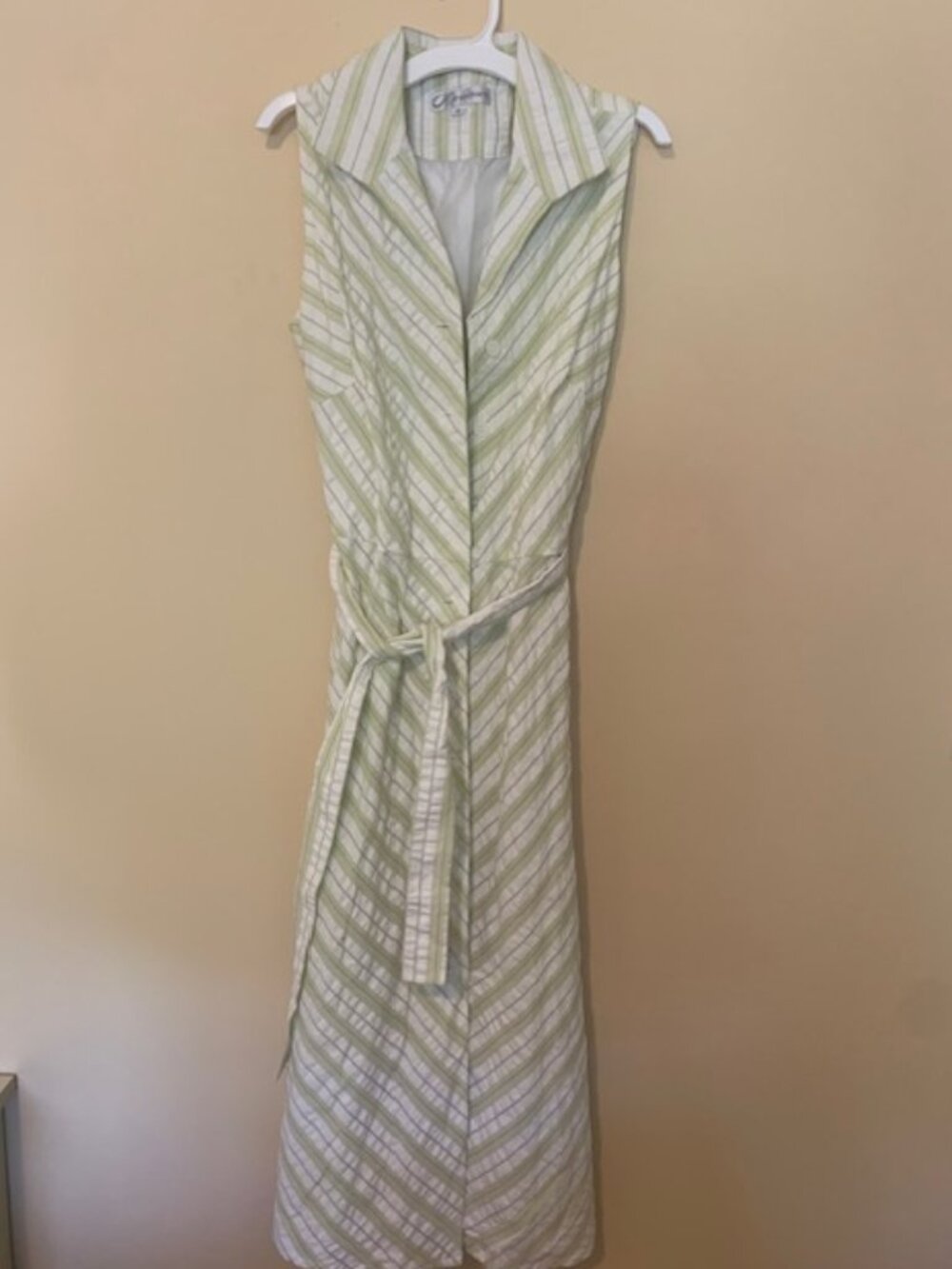 Dress Barn green an white seersucker fabric, size 8